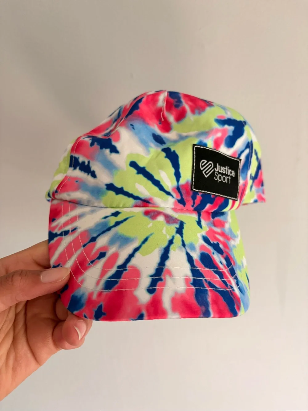 Justice Tie-Dye Baseball Cap in Pink, Blue & Lime- Youth- OS